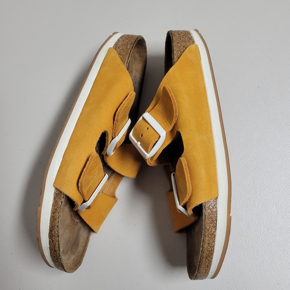 Birkenstock Arizona Soft Footbed Leather Sandals In Softy Orange Size 39. - Picture 4 of 11